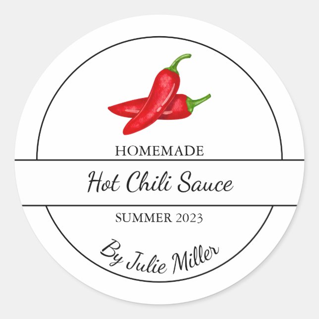 Simple Homemade Hot Chilli Sauce Label (Front)