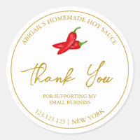 Simple Homemade Hot Chilli Sauce Thank You Label