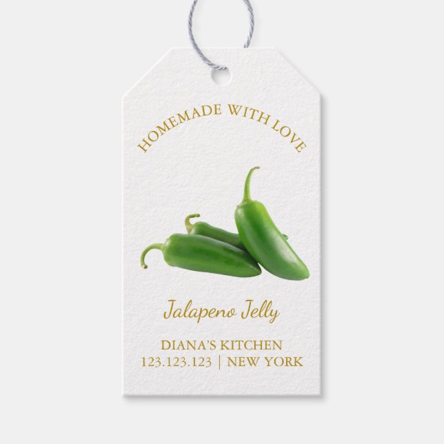 Simple Homemade Jalapeno Jelly Hang Tag | White (Front)