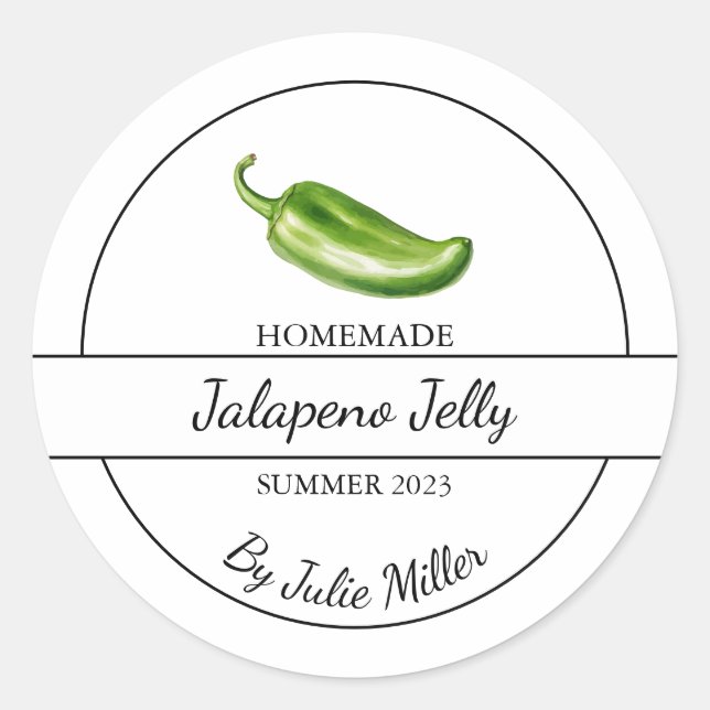 Simple Homemade Jalapeno Jelly Label (Front)