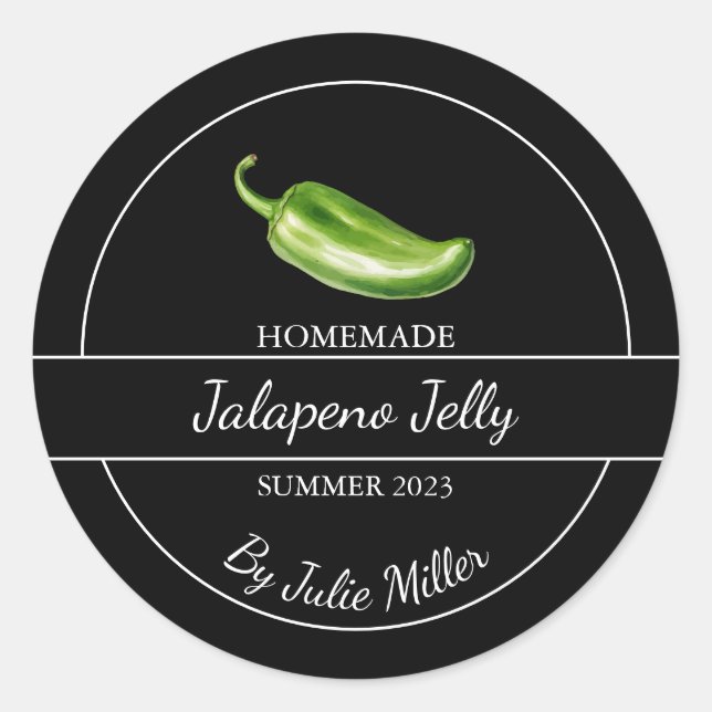 Simple Homemade Jalapeno Jelly Label Black (Front)