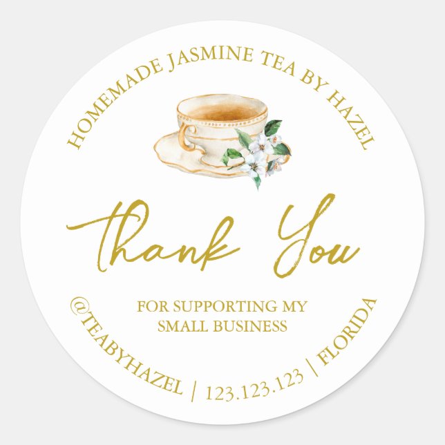 Simple Homemade Jasmine Tea Thank You Label (Front)