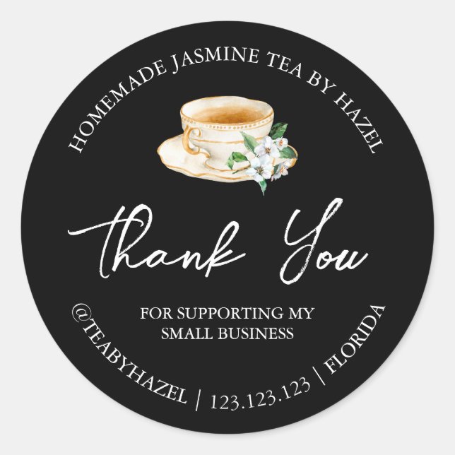 Simple Homemade Jasmine Tea Thank You Label (Front)
