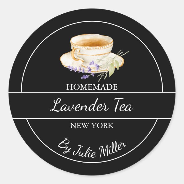 Simple Homemade Lavender Tea Label (Front)