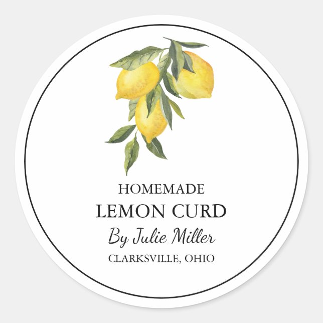 Simple Homemade Lemon Curd Label (Front)