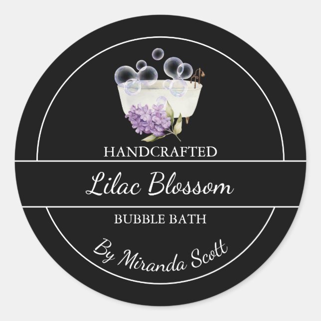 Simple Homemade Lilac Bubble Bath Label (Front)
