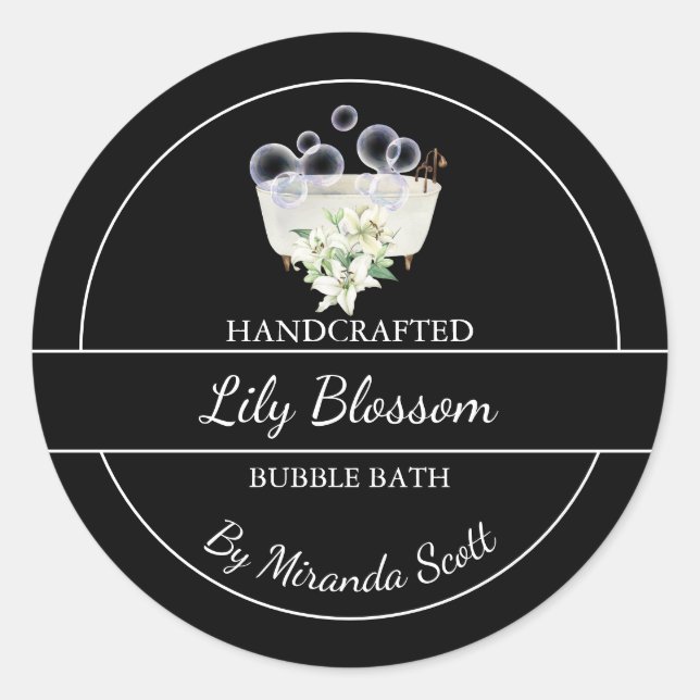 Simple Homemade Lily Bubble Bath Label (Front)