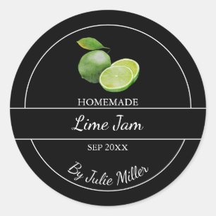 Simple Homemade Lime Jam Label   Black