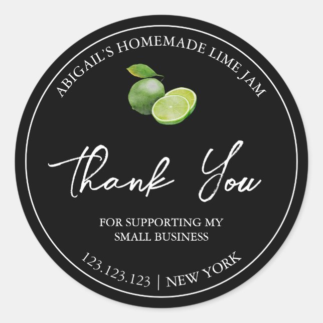 Simple Homemade Lime Jam Thank You Label (Front)