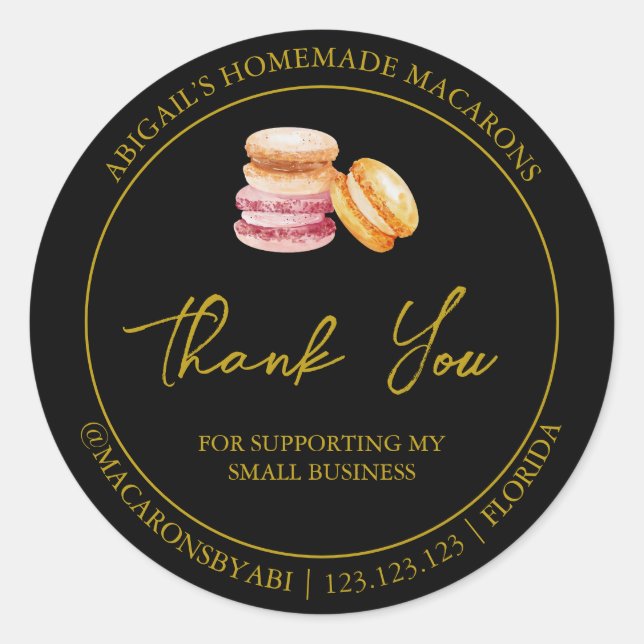 Simple Homemade Macaron Thank You Label (Front)