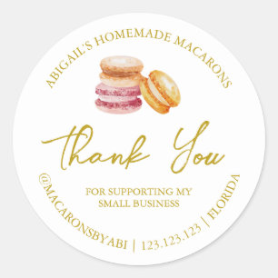Simple Homemade Macaron Thank You Label