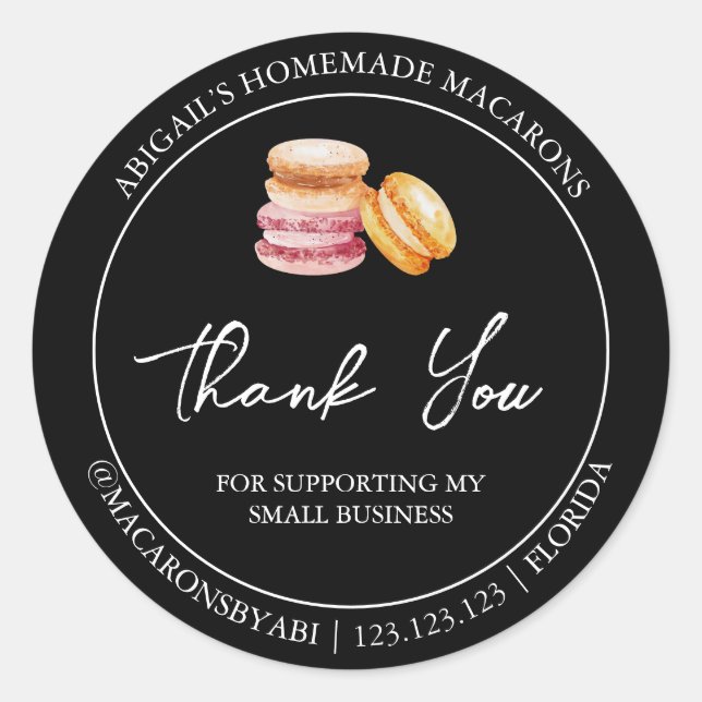 Simple Homemade Macaron Thank You Label (Front)