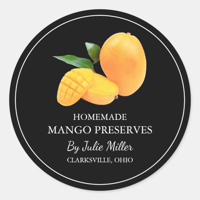 Simple Homemade Mango Preserves Label (Front)