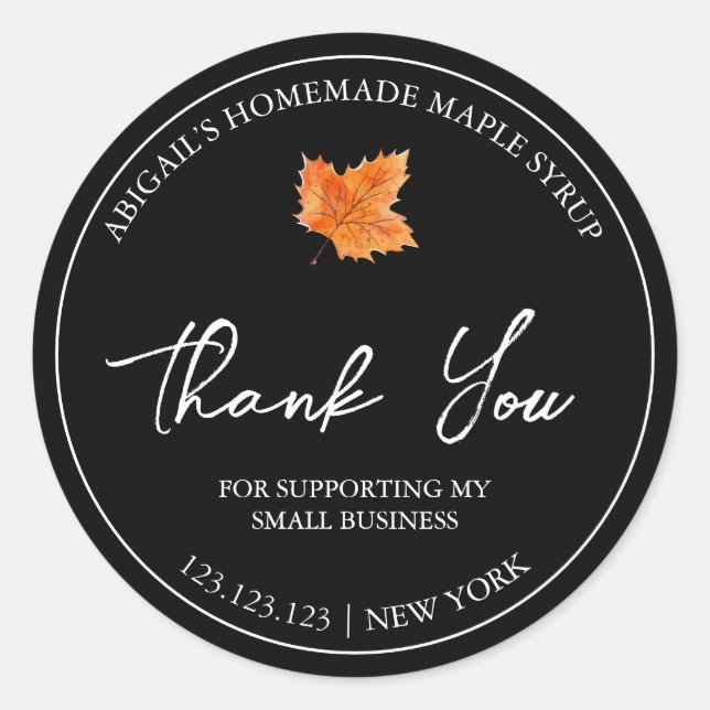 Simple Homemade Maple Syrup Thank You Label (Front)