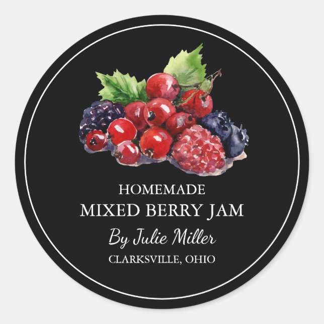Simple Homemade Mixed Berry Jam Label (Front)