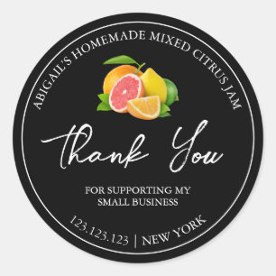 Simple Homemade Mixed Citrus Jam Thank You Label