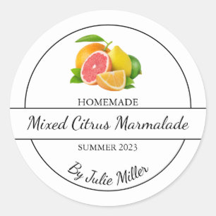 Simple Homemade mixed citrus marmalade Label