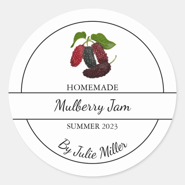Simple Homemade Mulberry Jam Label (Front)