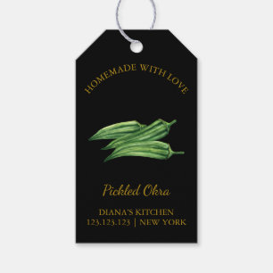 Simple Homemade Okra Pickle Hang Tag l Black