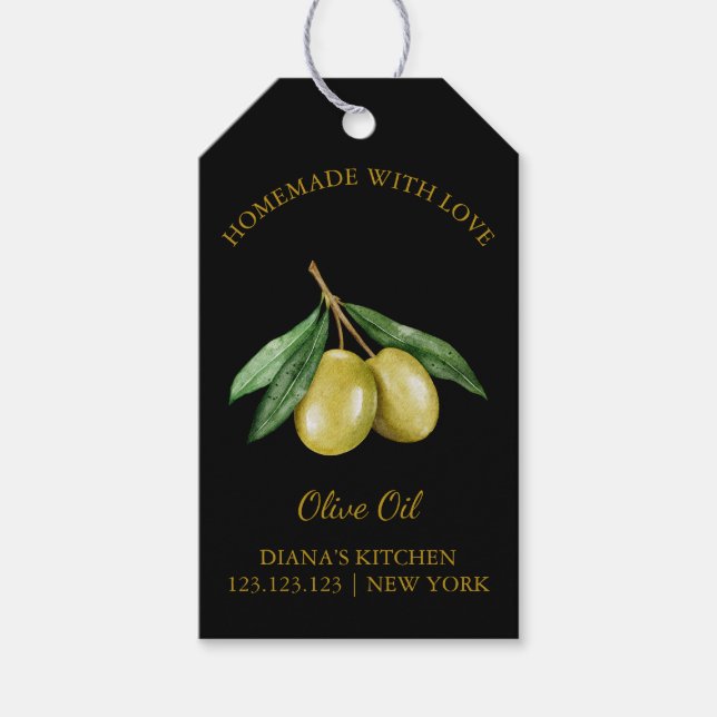 Simple Homemade Olive Oil Hang Tag l Black (Front)
