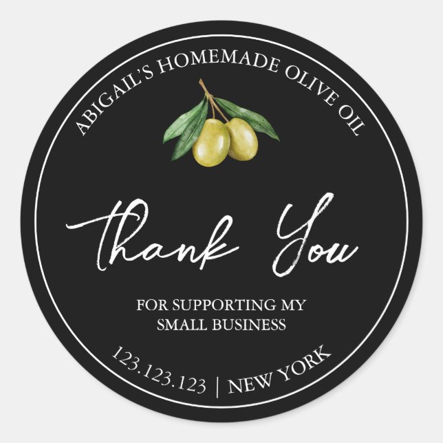 Simple Homemade Olive Oil Thank You Label (Front)