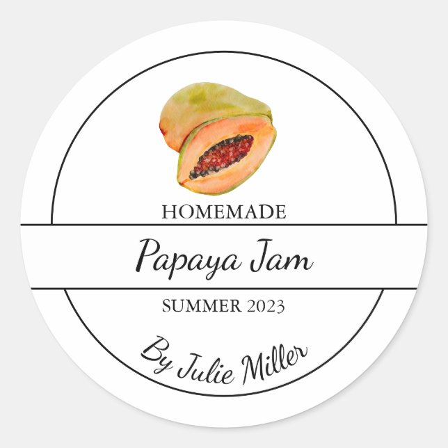 Simple Homemade Papaya Jam Label (Front)