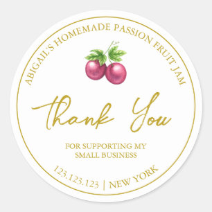 Simple Homemade Passion Fruit Jam Thank You Label