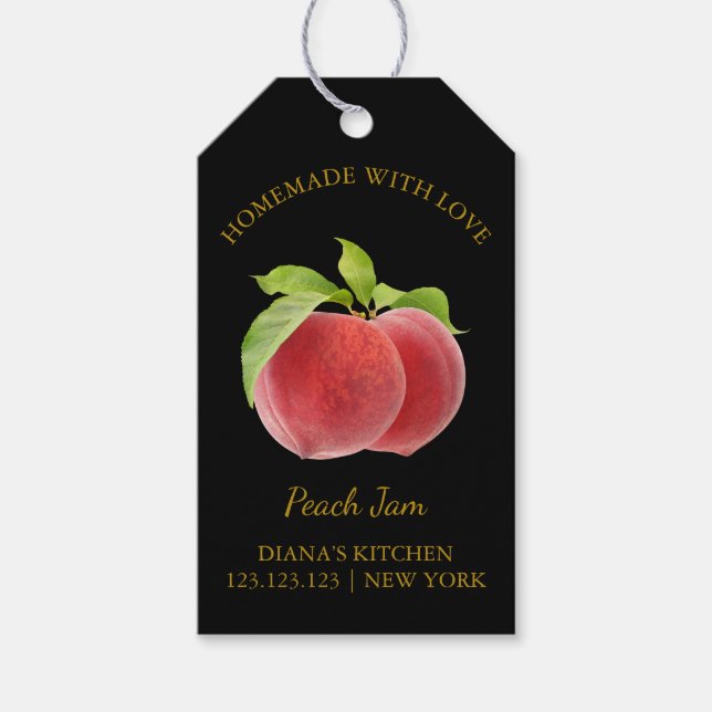 Simple Homemade Peach Jam Hang Tag l Black (Front)