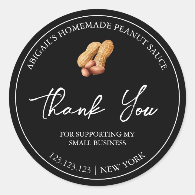 Simple Homemade Peanut Sauce Thank You Label (Front)