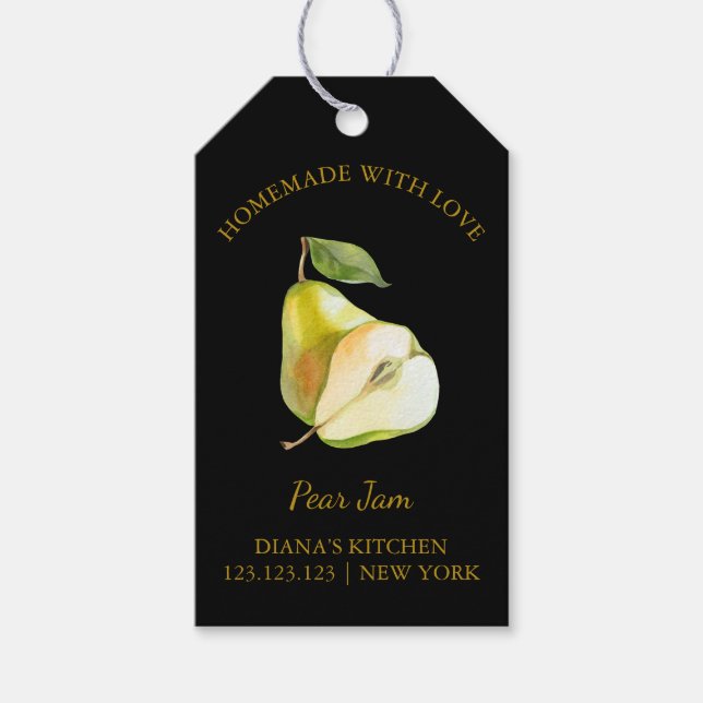 Simple Homemade Pear Jam Hang Tag l Black (Front)