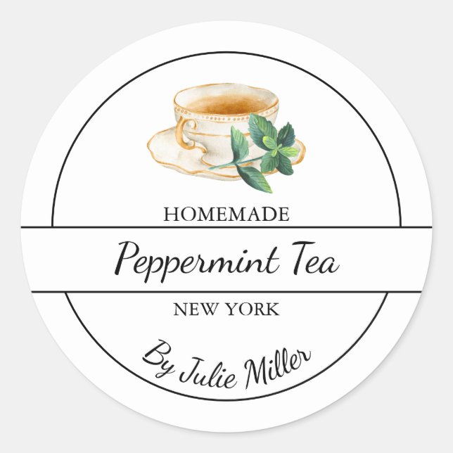 Simple Homemade Peppermint Tea Label (Front)