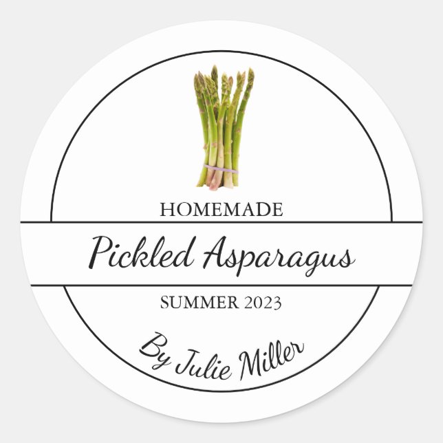 Simple Homemade Pickled Asparagus Label (Front)