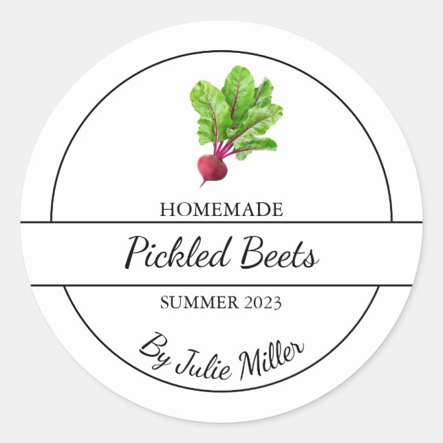 Simple Homemade Pickled Beets Label (Front)