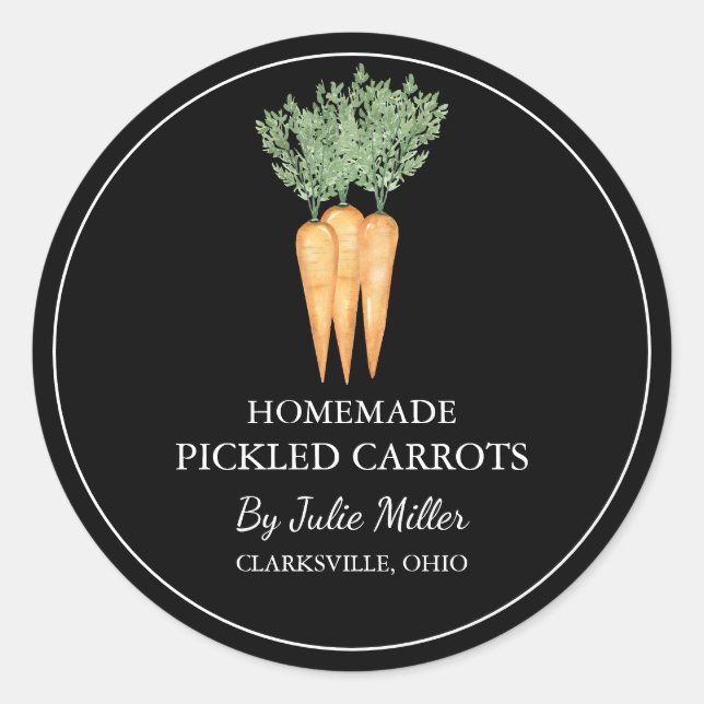 Simple Homemade Pickled Carrot Label (Front)