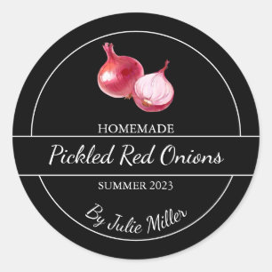 Simple Homemade Pickled Red Onions Label Black