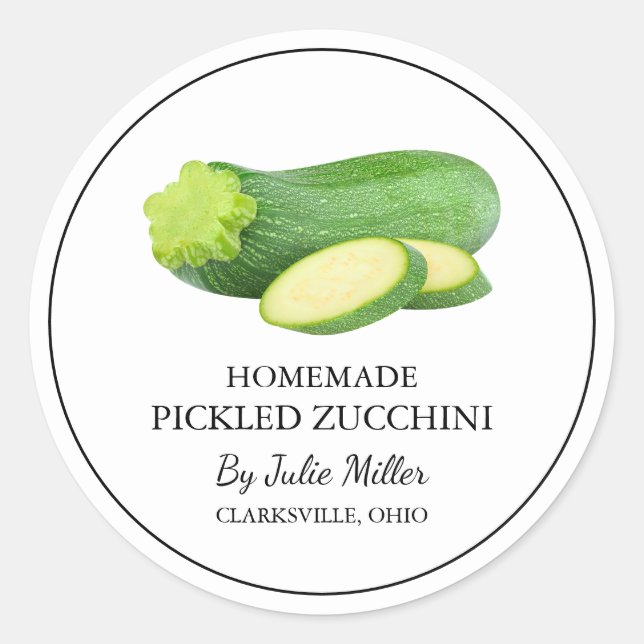 Simple Homemade Pickled Zucchini Label (Front)