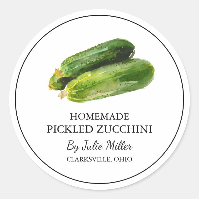 Simple Homemade Pickled Zucchini Label (Front)