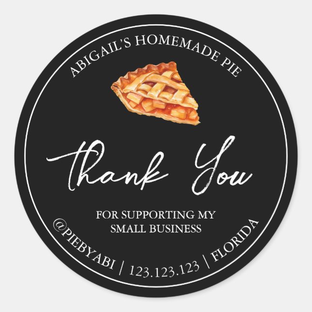 Simple Homemade Pie Cake Thank You Label (Front)