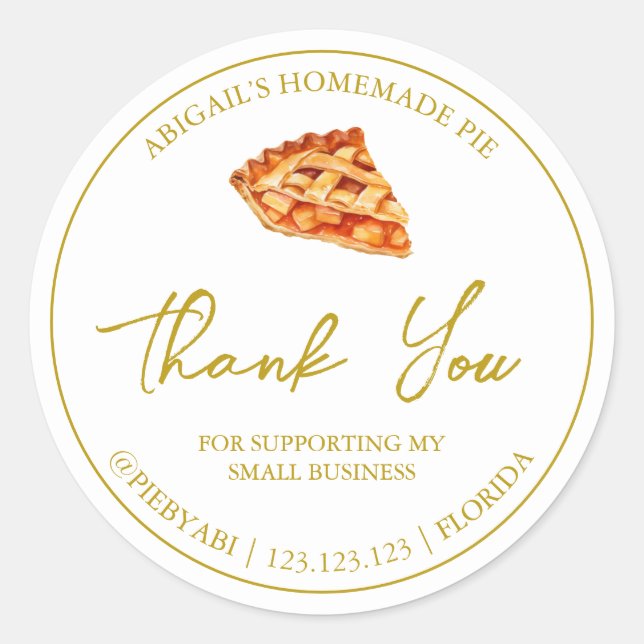 Simple Homemade Pie Cake Thank You Label (Front)