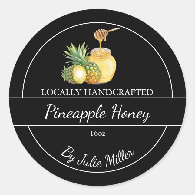 Simple Homemade Pineapple infused Honey Label (Front)
