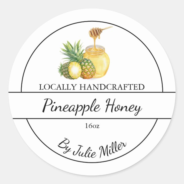Simple Homemade Pineapple infused Honey Label (Front)
