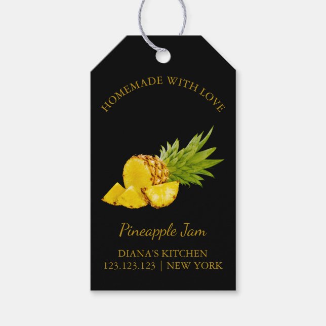 Simple Homemade Pineapple Jam Hang Tag l Black (Front)