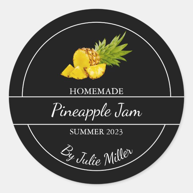 Simple Homemade Pineapple Jam Label (Front)