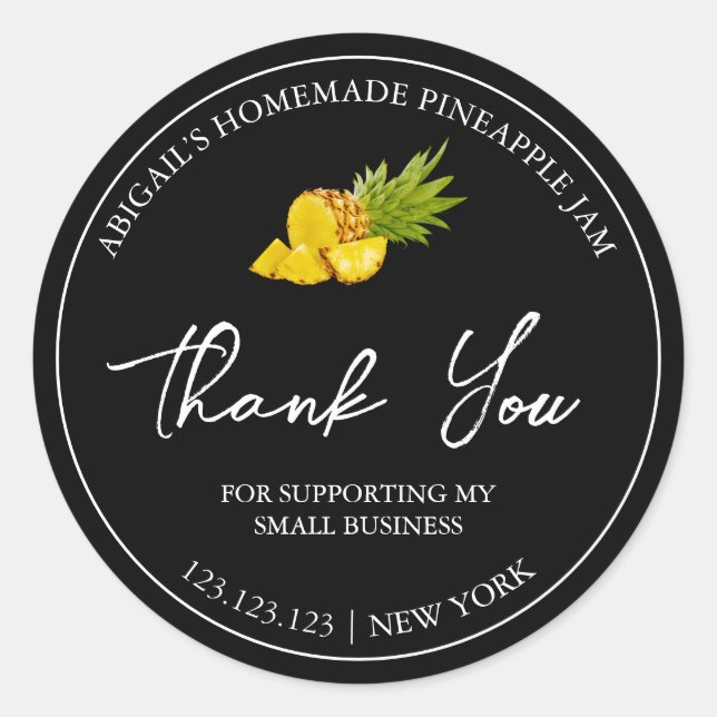 Simple Homemade Pineapple Jam Thank You Label (Front)