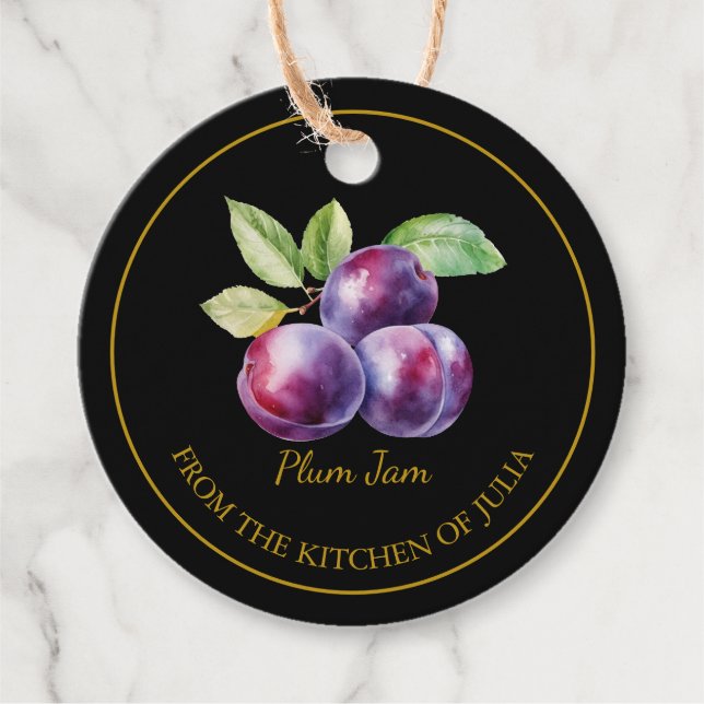 Simple Homemade Plum Jam Hang Tag l Black (Front)