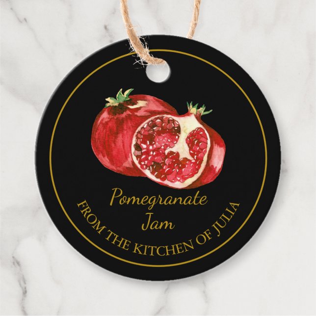Simple Homemade Pomegranate Jam Hang Tag l Black (Front)