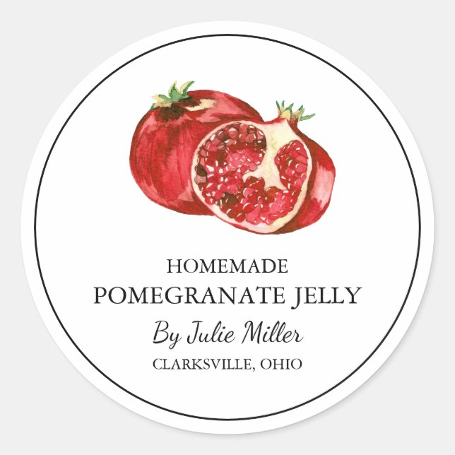 Simple Homemade Pomegranate Jelly Label (Front)