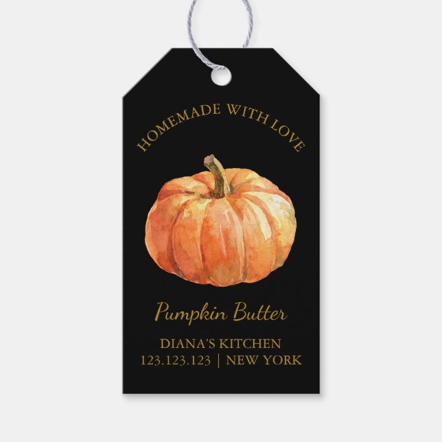 Simple Homemade Pumpkin Butter Hang Tag l Black (Front)