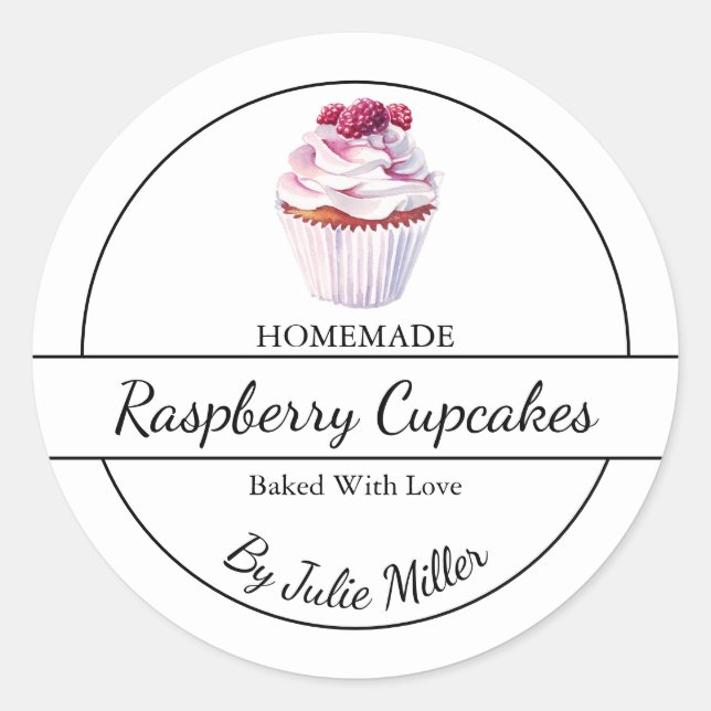 Simple Homemade Raspberry Cupcakes Label (Front)