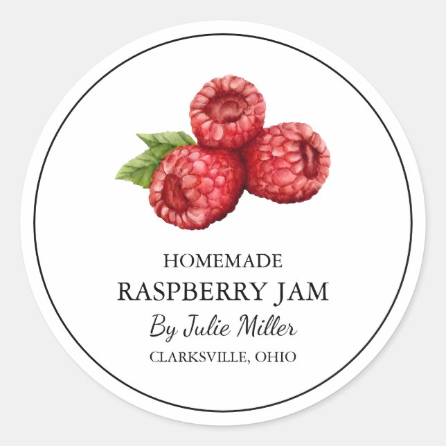 Simple Homemade Raspberry Jam Label (Front)